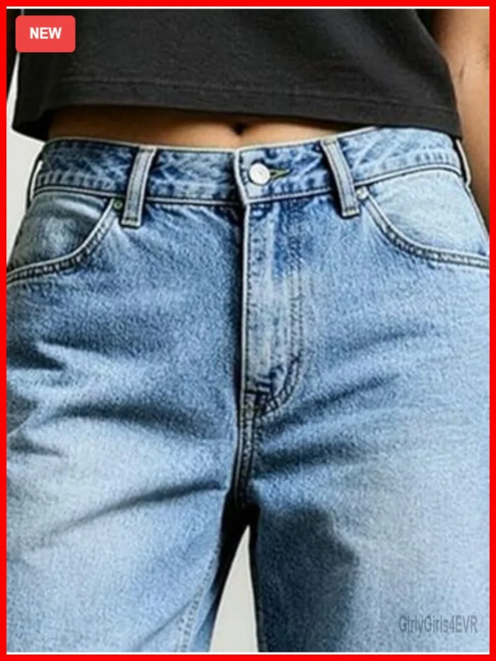 Mid Waist Denim Bermuda Shorts Cargo Loose Fit Summer Casual Flap Pockets